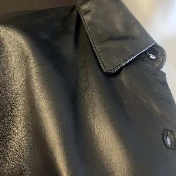 COPY - Black Lambskin Leather Shirt/Jacket fitted shacket by Wilson Leather - Picture 7 of 13